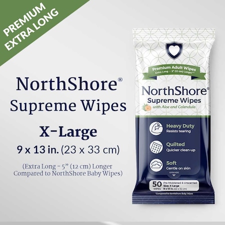 Supreme Heavy-Duty Quilted Wipes, Unscented And Alcohol-free, X-Large, 9x13,12PK